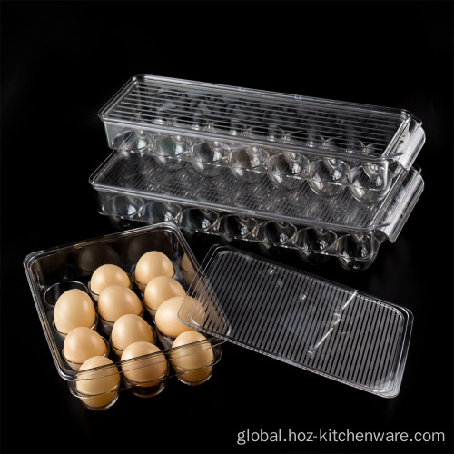 Refrigerator Storage Bins Clear Plastic Egg Tray Holder with Lid Manufactory